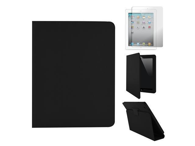 Apple iPad 2 Leatherette Folding Stand Case with Screen Protector (Black) by Yepo - OEM