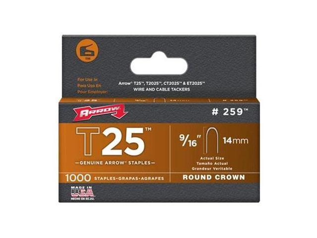 Arrow Fastener 259 T25 9/16 Inch (14mm) Staples, 1000/Pk