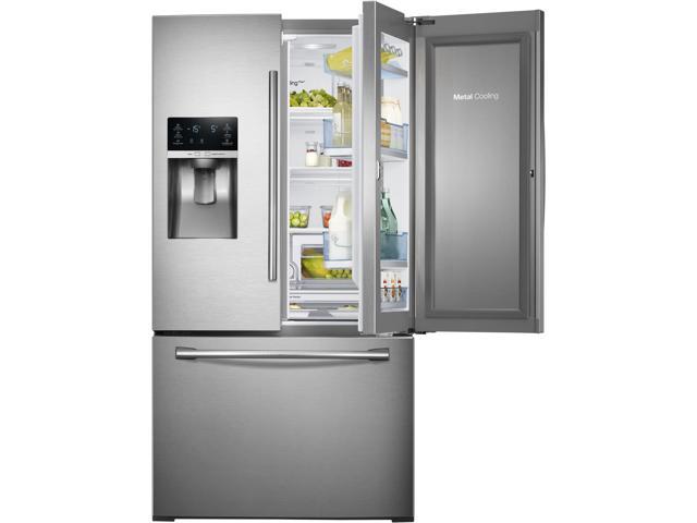 27.8 cu. ft. French Door Refrigerator with 5 Spillproof Glass Shelves, Food ShowCase Fridge Door, Metal Cooling, External Ice/Water Dispenser, CoolSelect Pantry and Humidity Controlled Crispers
