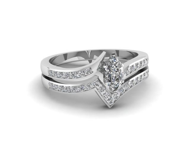 Fascinating Diamonds Open Zee Shaped Wedding Rings Set 0 75 Ct