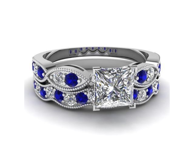 Amazon Com Simulated Blue Sapphire Wedding Engagement Ring Set