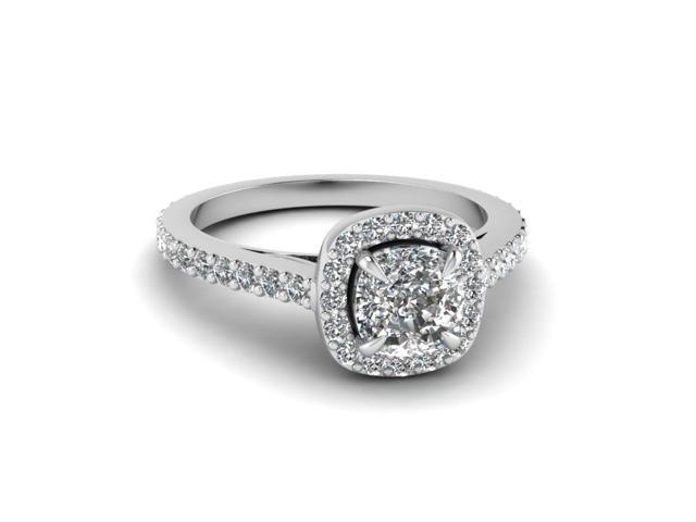 1 Carat Cushion Cut Diamond Halo Engagement Rings For Women 14k