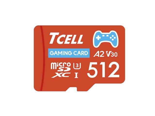 TCELL Gaming 512GB microSDXC A2 USH-I U3 V30 Read 100MB/s Write 80MB/s Memory Card With Adapter, Designed for Gaming Console, Compatible with Nintendo Switch, Wii etc.