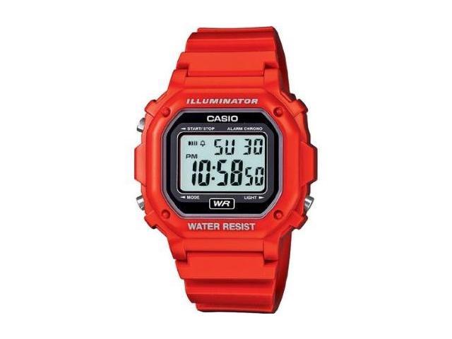 Casio #F108WHC-4A Men's Red LED Back Light Chronograph Alarm LCD Digital Watch