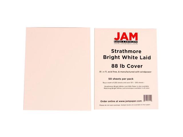 Jam Paper Strathmore Cardstock, 8.5 x 11, 88lb Bright White Laid, 250 Sheets/Pack