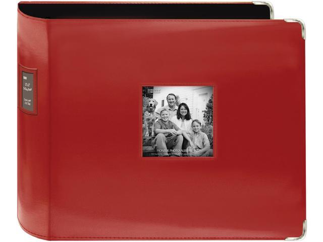 Sewn Leatherette 3-Ring Binder 12''X12''-Red