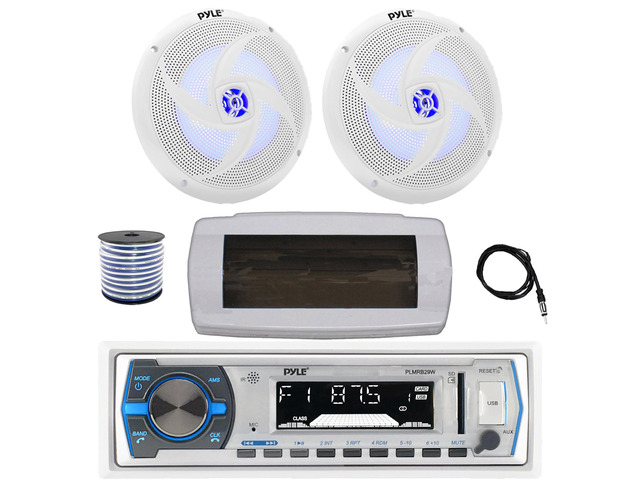 Pyle Single DIN Bluetooth Marine Stereo Receiver, 4x 5.25 100W Speakers ( White) 68888772280