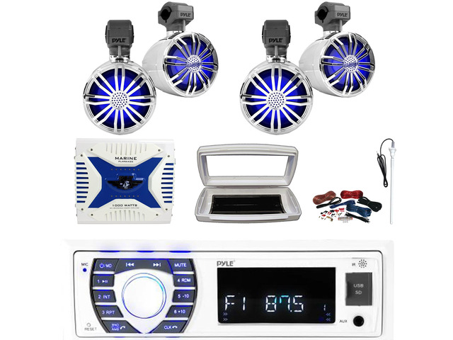thumbnail image 2 of Pyle PLRMR23BTW Marine Boat AM/FM/SD/USB Player With Aux & PLMRCW3 Housing 2 of 4