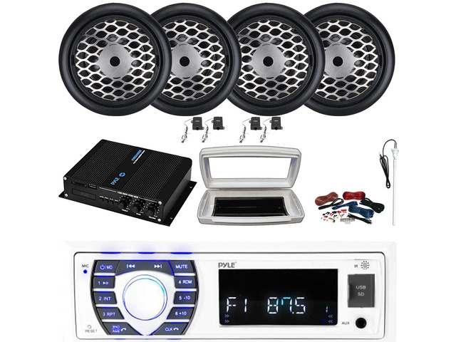 thumbnail image 2 of Pyle PLRMR23BTW Marine Boat AM/FM/SD/USB Player With Aux & PLMRCW3 Housing 2 of 4
