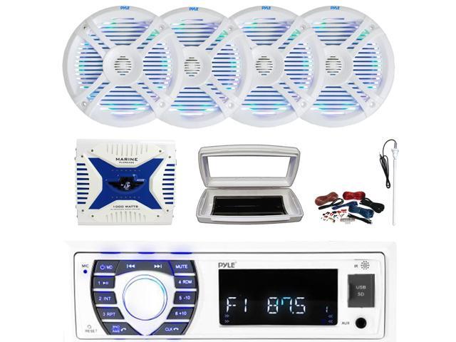Kit Autoradio Pyle PLRMR23BTW 1 DIN – Stereo AM/FM Con Bluetooth E Ingresso AUX/USB, Per Barche E Gommoni, 75W X 4