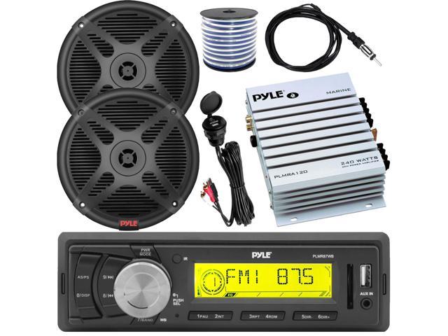 4/'/' Dual Cone Stereo Speakers Pyle IN-Dash Marine MP3 Player//Weatherband//USB/&SD