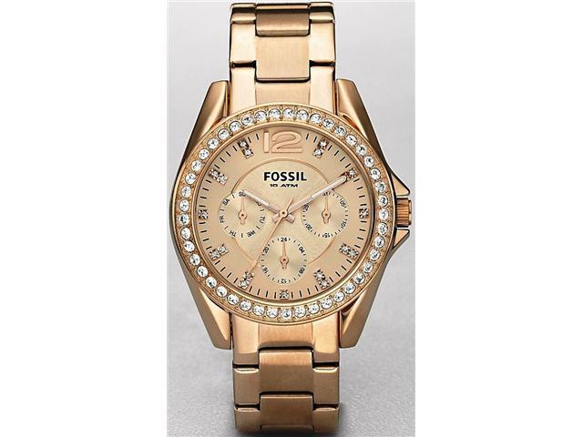 Fossil ES2811 Riley Multifunction Rose Gold-plated Ladies Watch ...