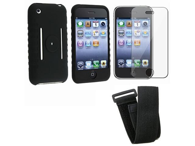 iPhone® Soft Black Silicone Skin Case + Adjustable Sports Armband + Premium LCD Screen Protector Compatible With Apple® iPhone® 1st Gen (NOT Compatible With iPhone® 3G)