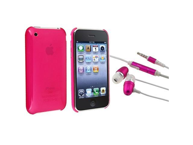 Pink Hard Case+Earphone w/Mic Compatible With iPhone® 3G 3GS 16G 32G