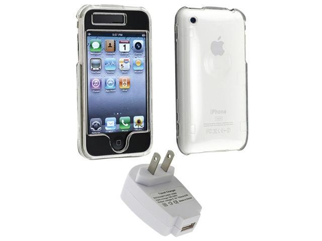 Clear Crystal Compatible With Apple® iPhone® 3G 3GS Premium Case Cover + White Home Wall Travel Charger