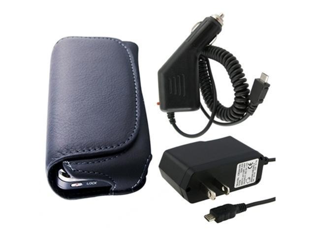 Horizontal Leather Case with Belt Clip + Rapid Car Vehicle + Travel Home Wall charger compatible with Motorola Droid Pro