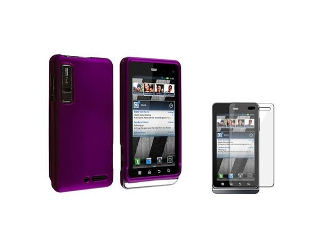 Purple Rubber Hard case faceplate compatible with Motorola Droid 3 XT862 w/LCD Film protector