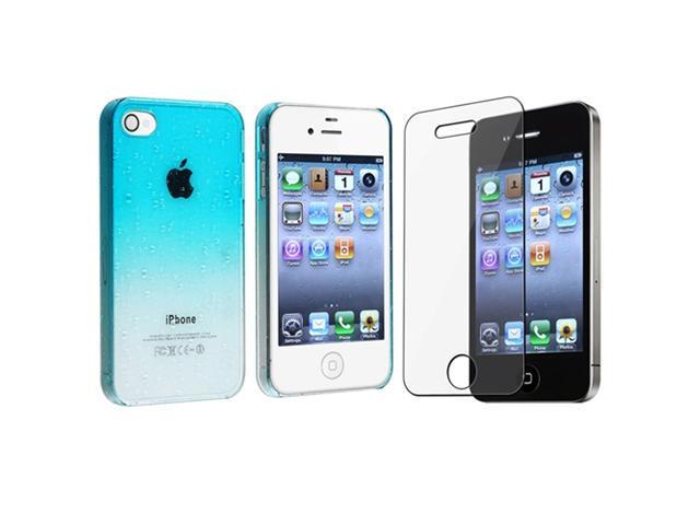 Clear Sky Blue Waterdrop Snap on Case compatible with Apple® iPhone® 4 / 4S, Bonus Clear LCD Screen Protector Included