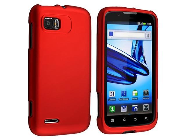 2 packs of Snap on Hard Rubber Cases : Red , Blue compatible with Motorola Atrix 2 MB865