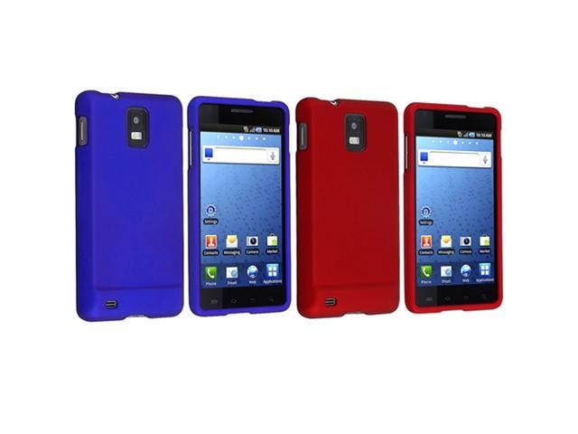 2 Rubberized Hard Case Bundle compatible with Samsung© Infuse 4G (Red / Dark Blue)