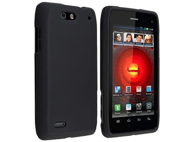 Black Hard Rubber Skin Case Cover+Car Charger+SP compatible with Motorola Droid 4 XT894