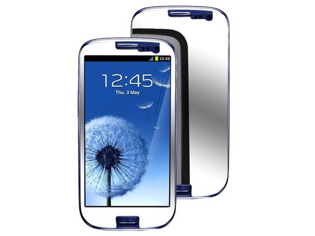 Black Silicone Case + Mirror Screen Protector compatible with Galaxy S III i9300