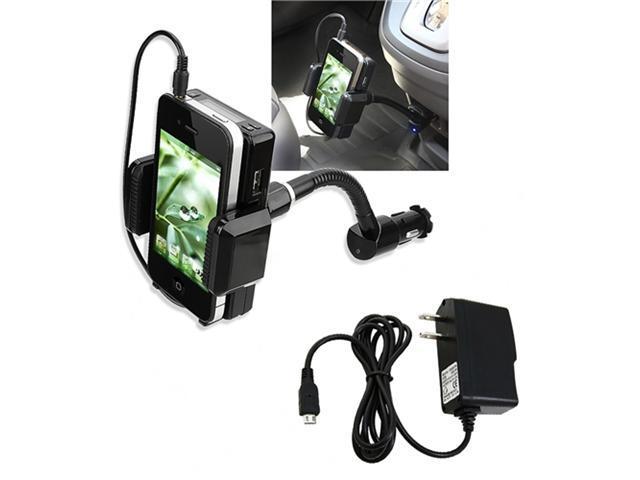 3.5mm FM Transmitter+Mic+USB Cable+AC Travel Wall Charger compatible with HTC EVO 4G