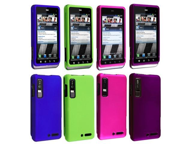 4 Combo Purple+Pink+Blue+Green Rubber Hard Case Cover compatible with Motorola Droid 3 XT862
