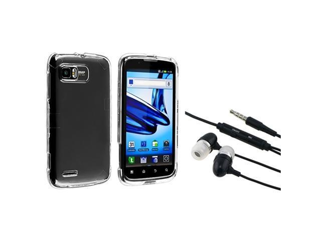 Clear Crystal Hard Skin Phone Case+Handfree Headphone For Motorola Atrix 2 MB865