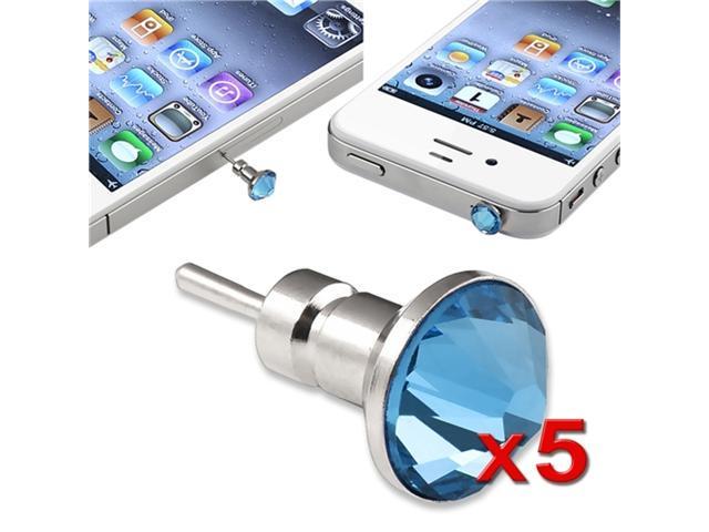 5 X Blue DIAMOND HEADSET HEADPHONE PLUG SIM CARD JECT PIN compatible with iPhone® 1st