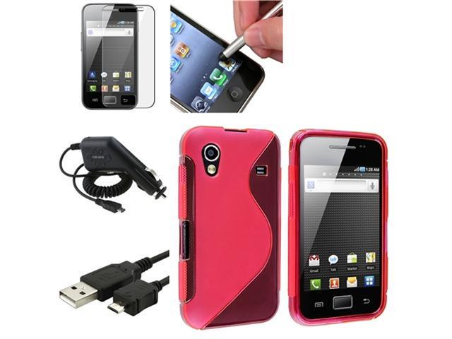 Pink S Curve TPU Case+LCD+Car Charger+Data+Stylus compatible with Samsung© Galaxy Ace S5830