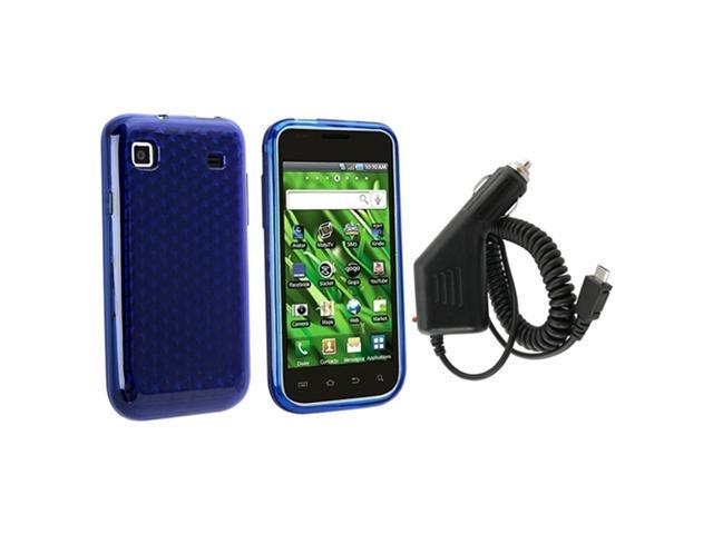 compatible with Samsung© Galaxy S i9000 Blue TPU Rubber Gel Case Cover+Car Charger