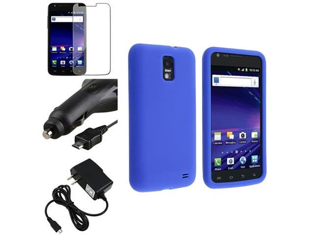 4x Accessory Bundle Blue Case+Charger+LCD compatible with AT&T Samsung© Skyrocket Galaxy S2