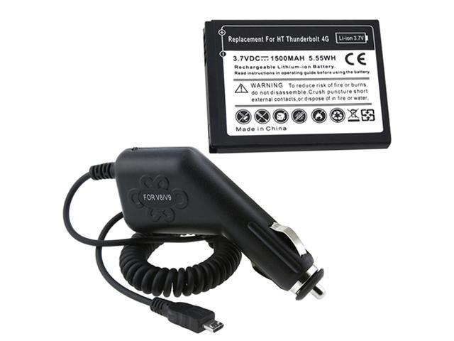 NEW 1500mAh Battery+Car Charger compatible with HTC ThunderBolt 4G
