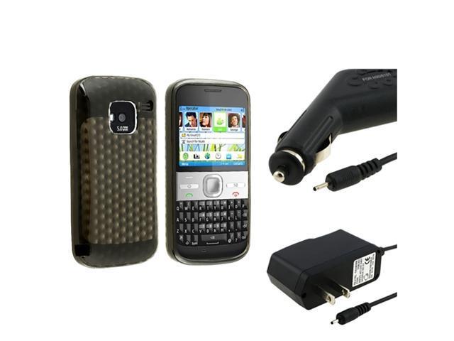 Clear Smoke TPU Rubber Soft Skin Phone Case+Car+Home Wall Charger compatible with Nokia E5