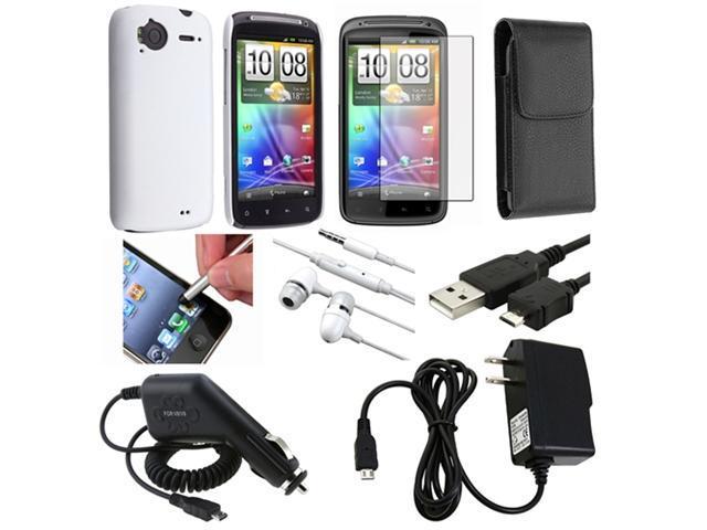 All in One Accessory White Case Headset LCD USB Charger compatible with HTC Sensation 4G