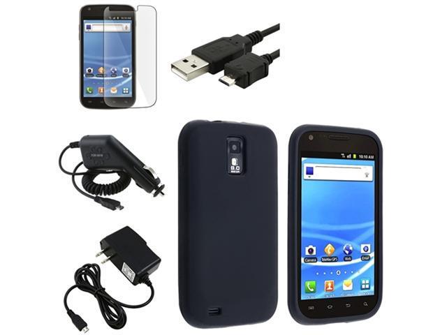 Black 5in 1 Accessory Bundle Case Charger compatible with Samsung© Galaxy S2 T989 T-Mobile
