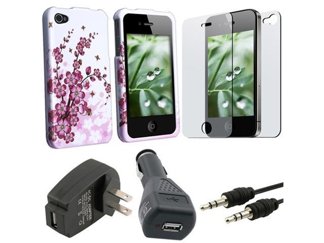 Snap-on Case+2pc film+ Cable+Chargers For iPhone® 4 4S 4G 4GSG 4TH