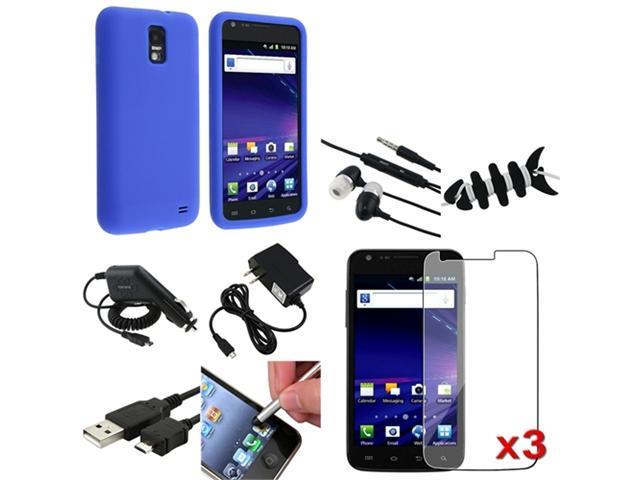 10 Accessory Blue Case+3x LCD+Charger+USB compatible with Samsung© Galaxy S2 Skyrocket I727