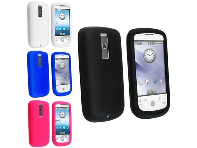 4 Case Set Black+Clear White+Dark Blue+Hot Pink Silicone Skin For HTC Magic Sale