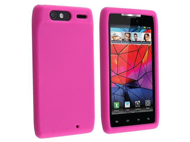 Silicone Skin Case compatible with Motorola Droid RAZR XT910/XT912, Hot Pink
