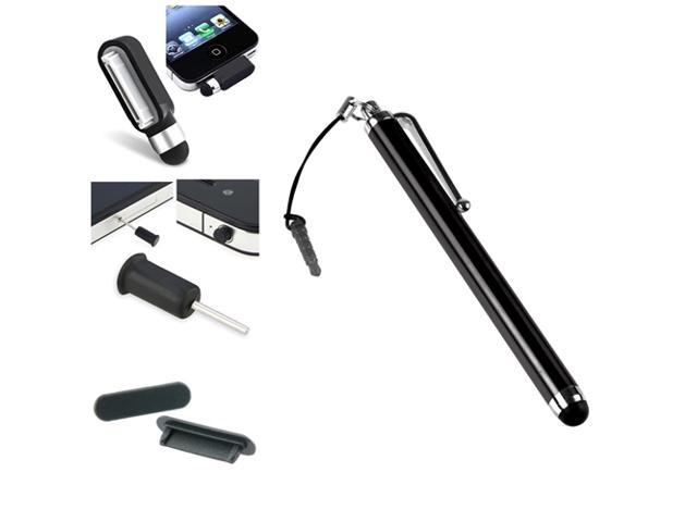 2 Black Stylus Touch Screen Pen+Dust Cap+Plug Cap Compatible With iPhone® 4 G 4th