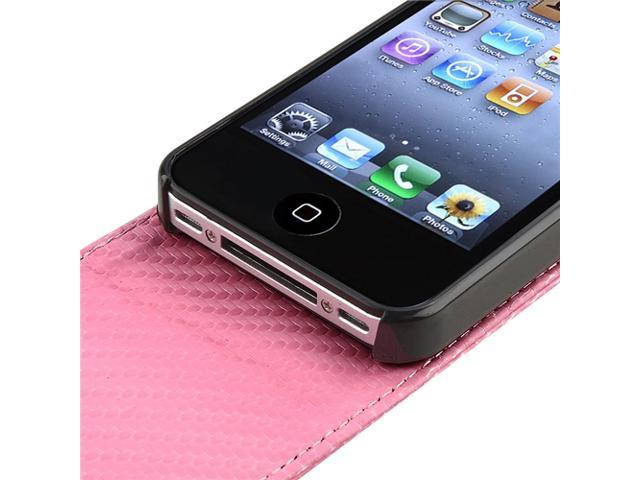 INSTEN Leather Case compatible with Apple® iPhone® 4S AT&T / Verizon / Sprint, Pink Carbon Fiber