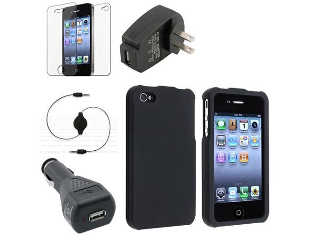 Hard Case+2 INSTEN Charger+Cord+LCD For iPhone® 4 4S 4G 4GSth 4G 4