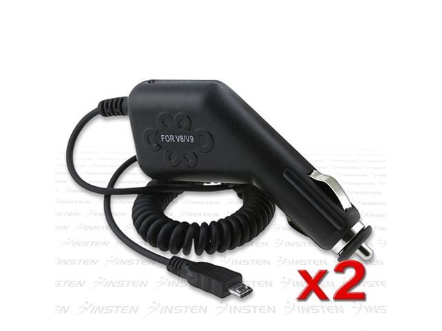 2 Blk Car Charger Accessory compatible with Motorola Droid X Insten Droid Razr