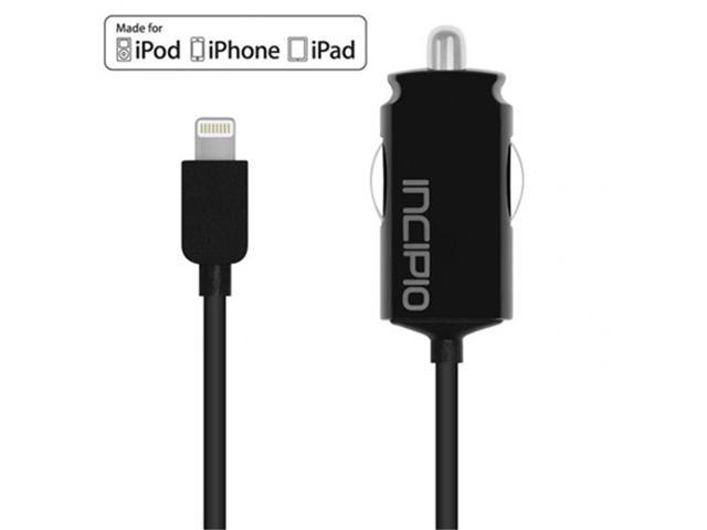 Incipio Ultra Compact Auto Charger 2.1A Lightning w/captive cable compatible with iPad mini / iPhone 5 /5S