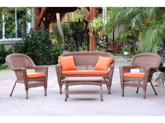 Outdoor Orange And Wicker Patio Furniture