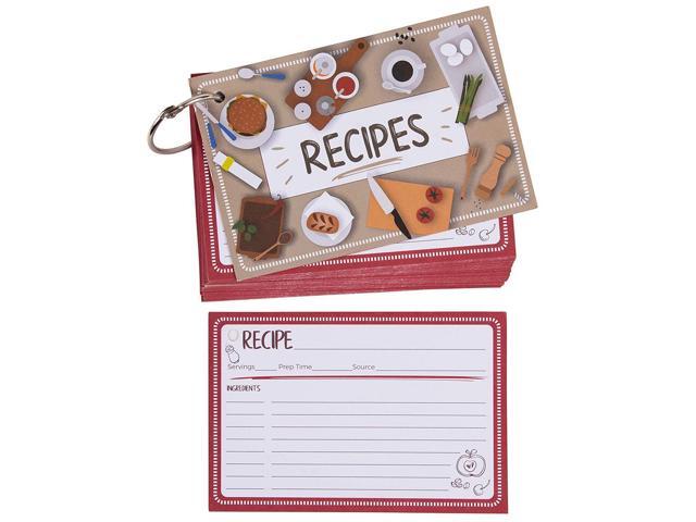 recipe cards 60 pack double sided kitchen recipe card with metal ring perfect for housewarming bridal shower holiday hole punched 300gsm where can you buy recipe cards