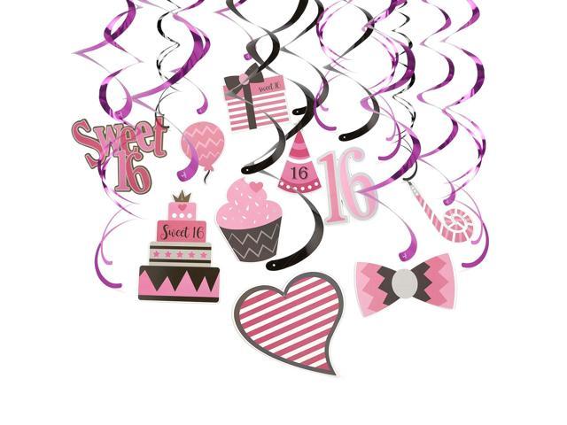 30 Count Swirl Decorations Sweet 16 Party Whirl Streamers