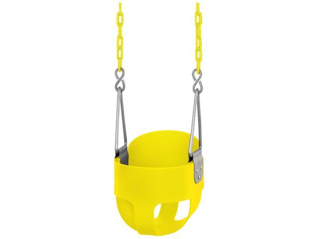 Swingan High Back Full Bucket Toddler Baby Swing Vinyl Coated Chain Fully Assembled Yellow Newegg Com